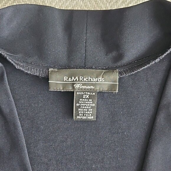 R&M Richards Woman 2 Piece Dress Suit Navy with Blue Embellishments Quiet Luxury - Picture 15 of 16